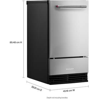 KitchenAid 18 Inch Freestanding/Built-In Undercounter Clear Ice Maker with 35 lbs. Ice Storage Capacity, Drop-Down Door, PrintShield™ Finish, Fully Flush Installation, Self-Cleaning Cycle, Filter-Ready, Built-In Drain Pump System, and Max Ice: PrintShield™ Stainless Steel — thumbnail 6